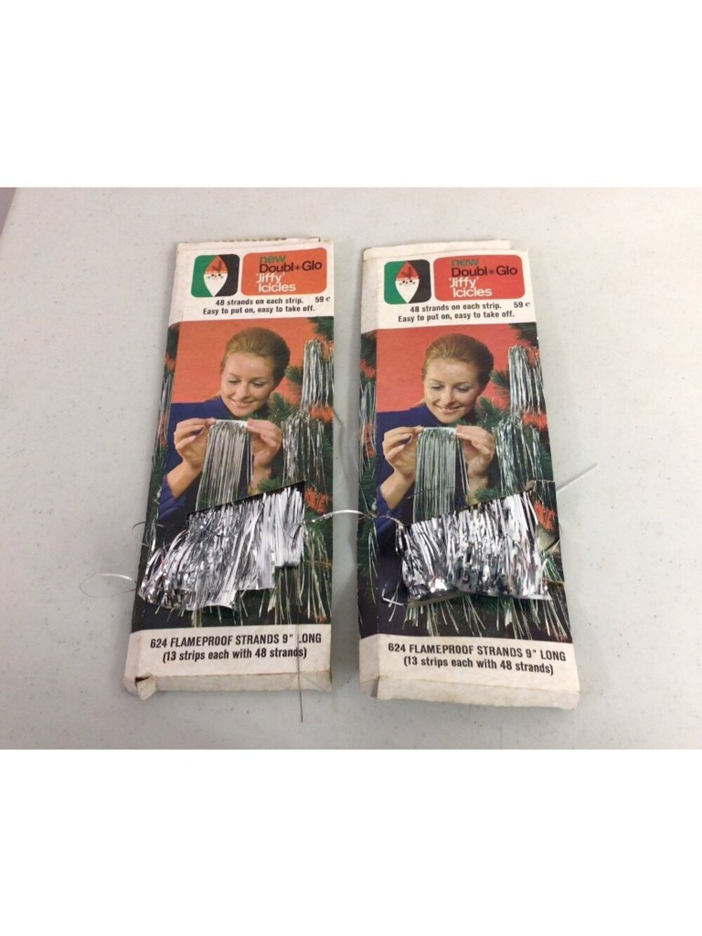 Vintage Doubl Glo Icicles Christmas Tree Tinsel Strands Ornaments Lot of 2 packs